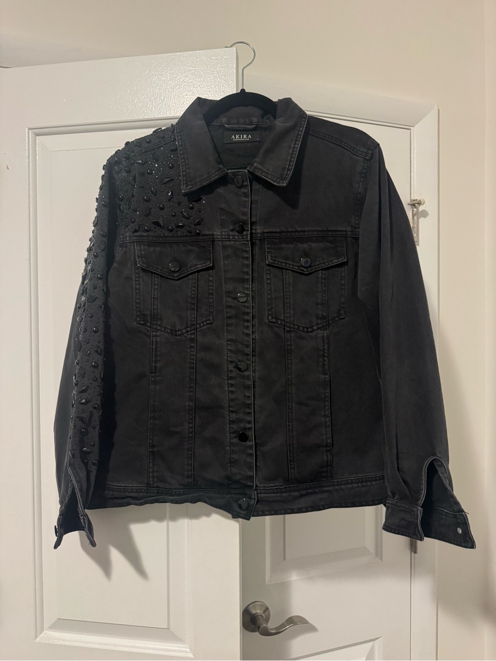 AKIRA Black Embellished Jean Jacket